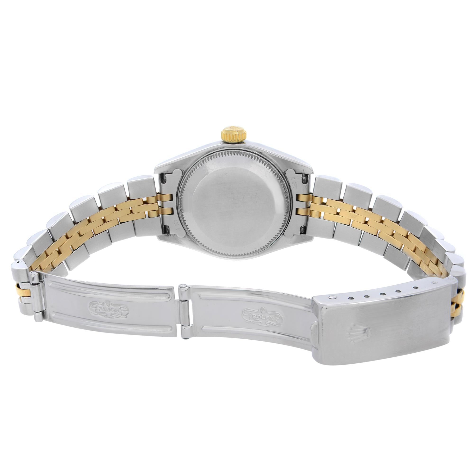 Rolex Datejust 18K Yellow Gold Steel White Diamond Dial Ladies Watch 69173 2