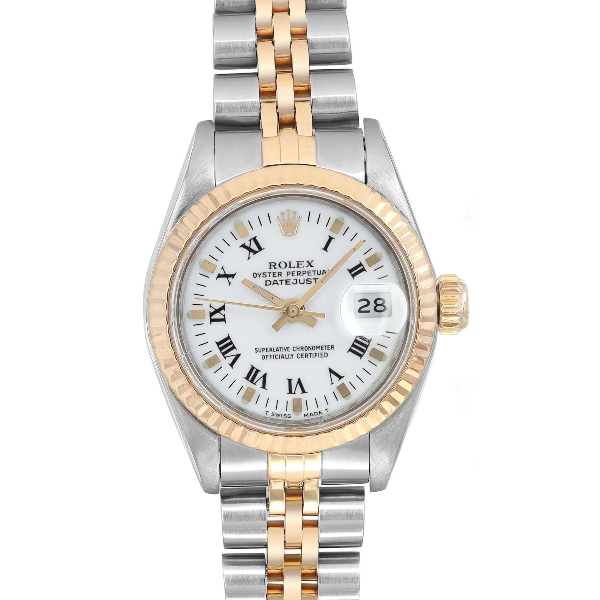 Pre-owned in good condition. The bracelet shows Moderate slack. Wrist size 6.5 inches.

 Brand: Rolex  Type: Wristwatch  Department: Women  Model Number: 69173  Country/Region of Manufacture: Switzerland  Style: Dress/Formal  Model: Rolex Datejust  