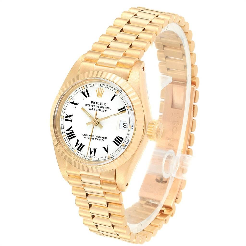 Rolex Datejust 18 Karat Yellow Gold White Dial Ladies Watch 6917 1