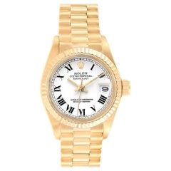 Rolex Datejust 18 Karat Yellow Gold White Dial Ladies Watch 6917