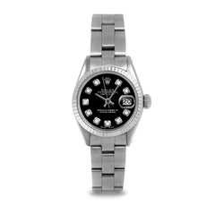 Rolex Datejust 6917 Custom Black Diamond Dial Oyster Band Fluted Bezel