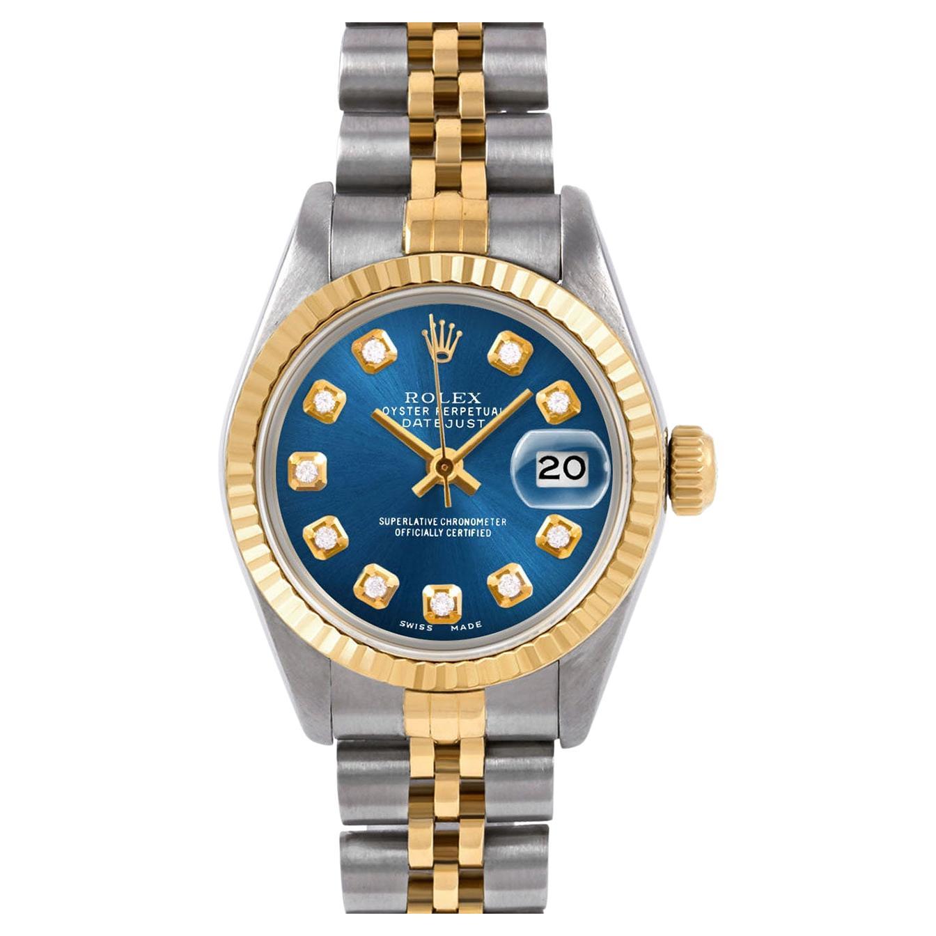 Rolex Datejust 26mm 6917 Custom White Diamond Dial Jubilee Band Fluted