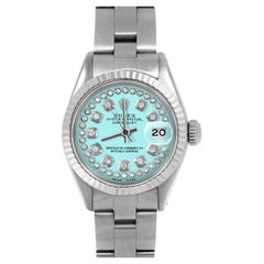 Rolex Datejust 6917 Turquoise String Diamond Dial Oyster Band Fluted Bezel