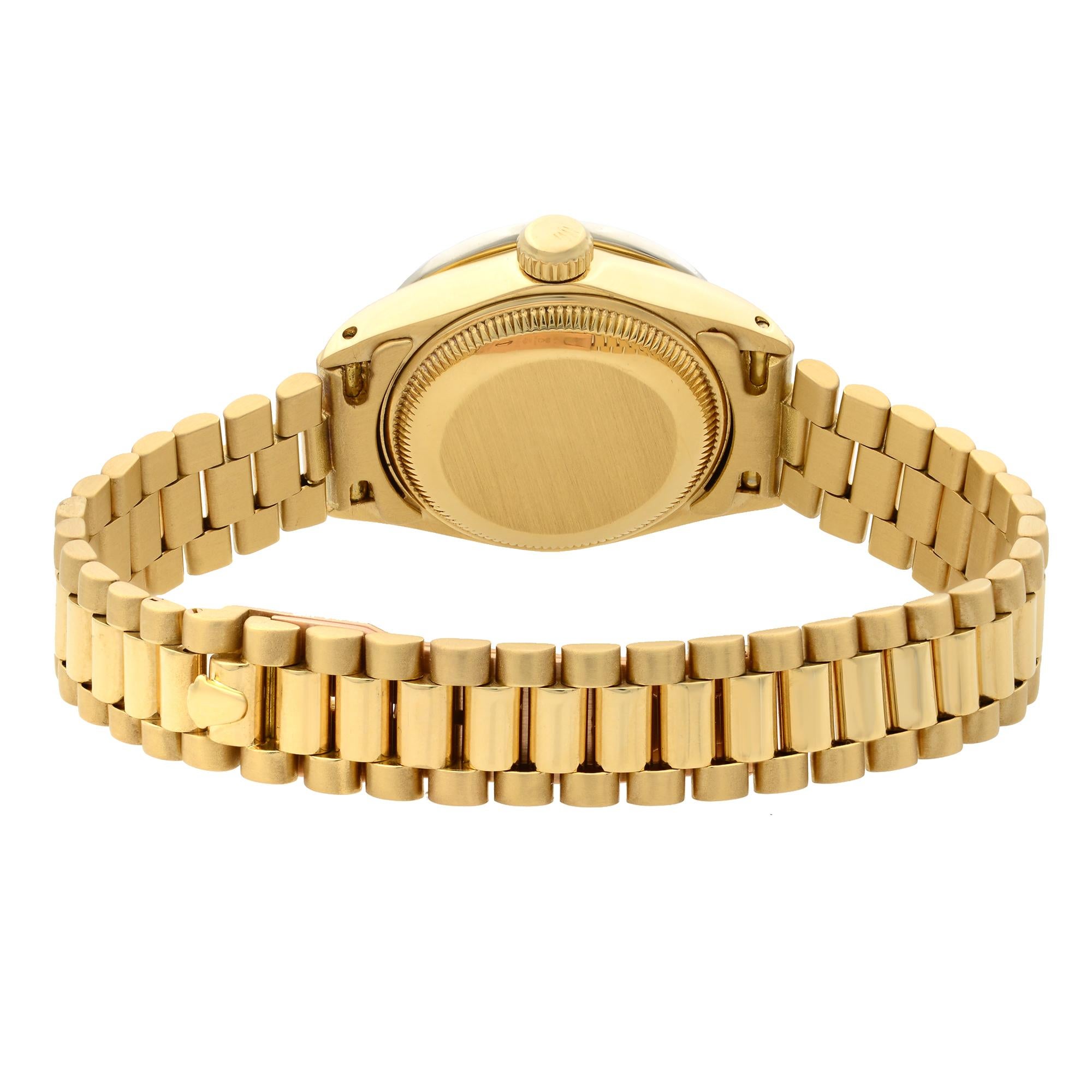 Women's Rolex Datejust Aftermarket Diamond Bezel Yellow Gold Ladies Watch 6917
