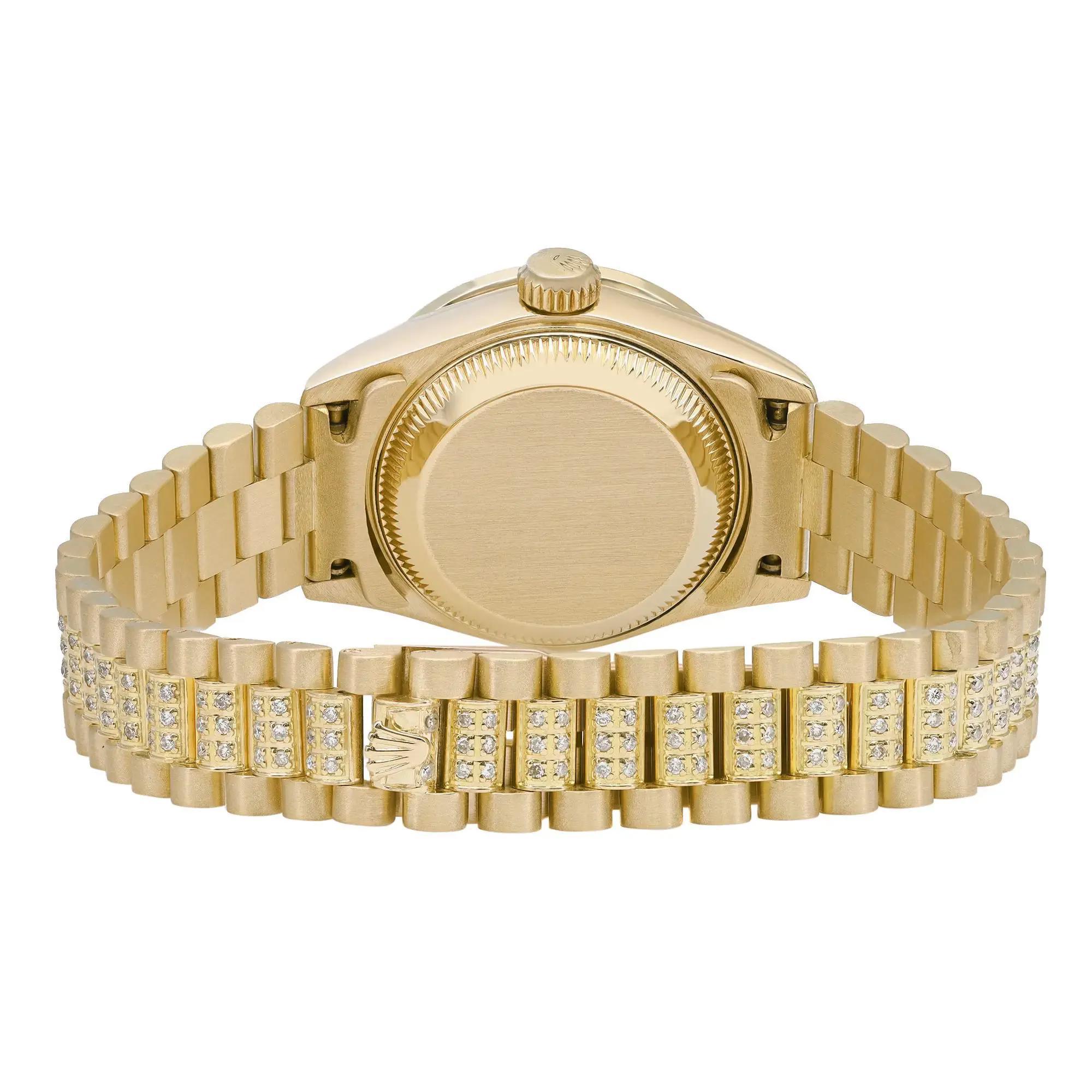 Rolex Datejust 26mm Custom Diamond Bezel 18k Yellow Gold Ladies Watch 69178 1
