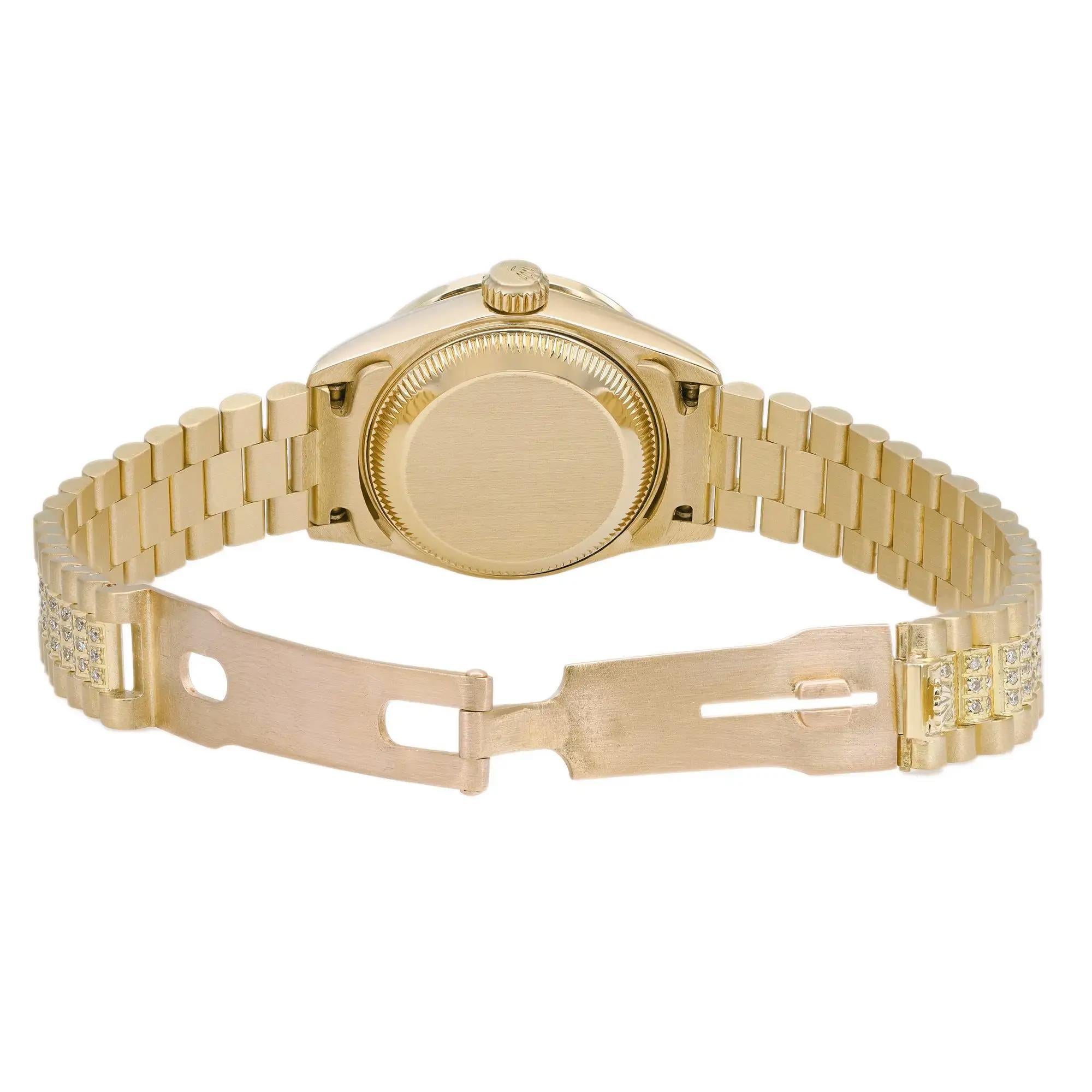 Rolex Datejust 26mm Custom Diamond Bezel 18k Yellow Gold Ladies Watch 69178 2