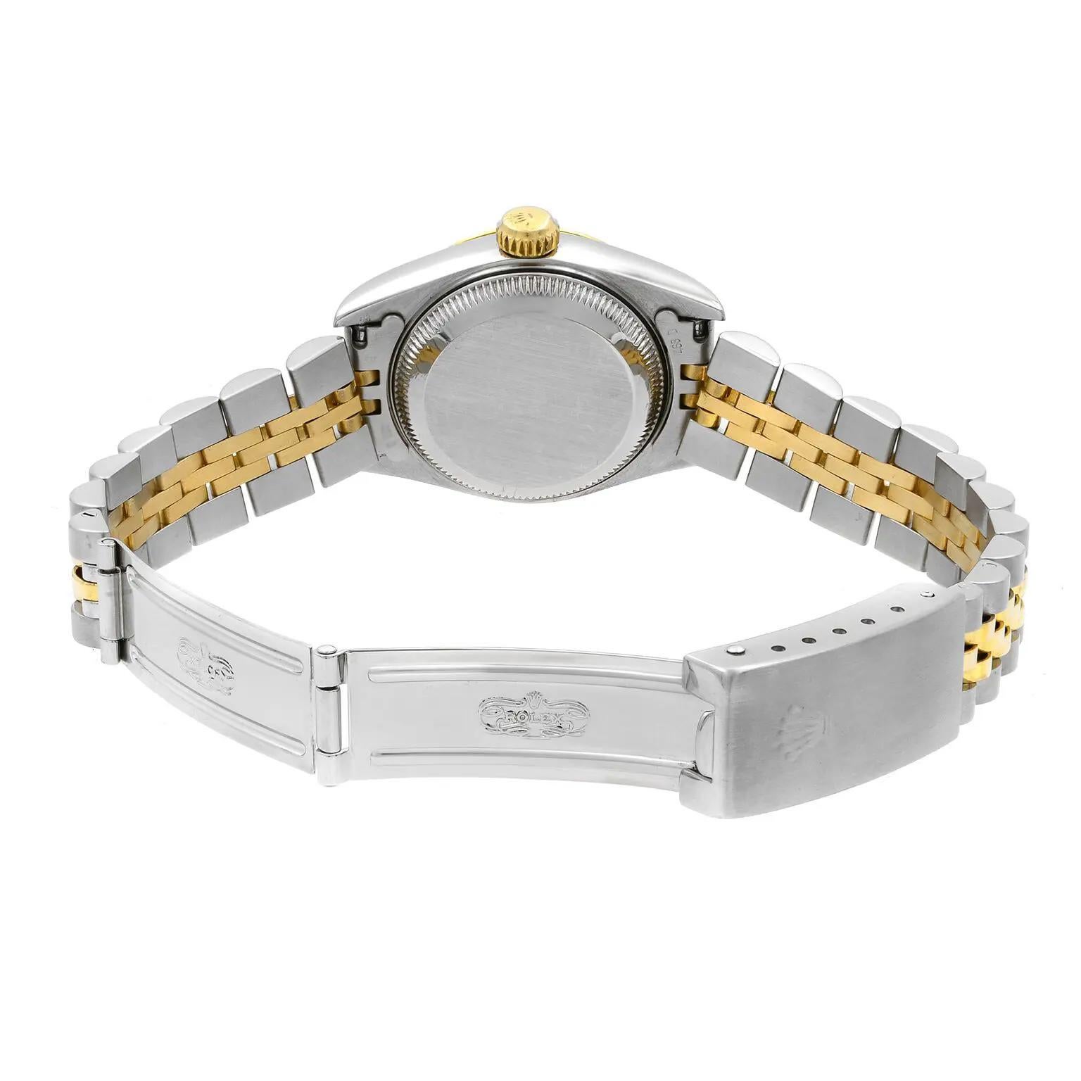 Rolex Datejust 26mm Oro Acciaio Diamante Quadrante Nero Donna 69173 in vendita 1