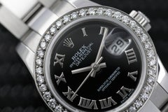 Rolex Datejust Ladies Stainless Steel Oyster with Diamond Bezel Watch