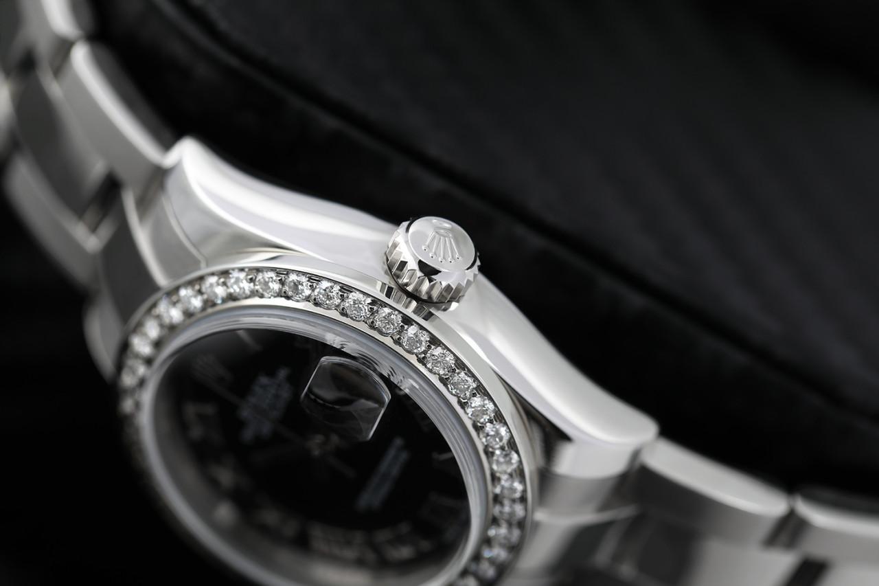 Rolex Datejust Damenuhr aus Edelstahl Oyster mit Diamant-Lünette (Rundschliff) im Angebot