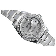 Rolex Datejust Ladies Stainless Steel Oyster with Diamond Bezel Watch