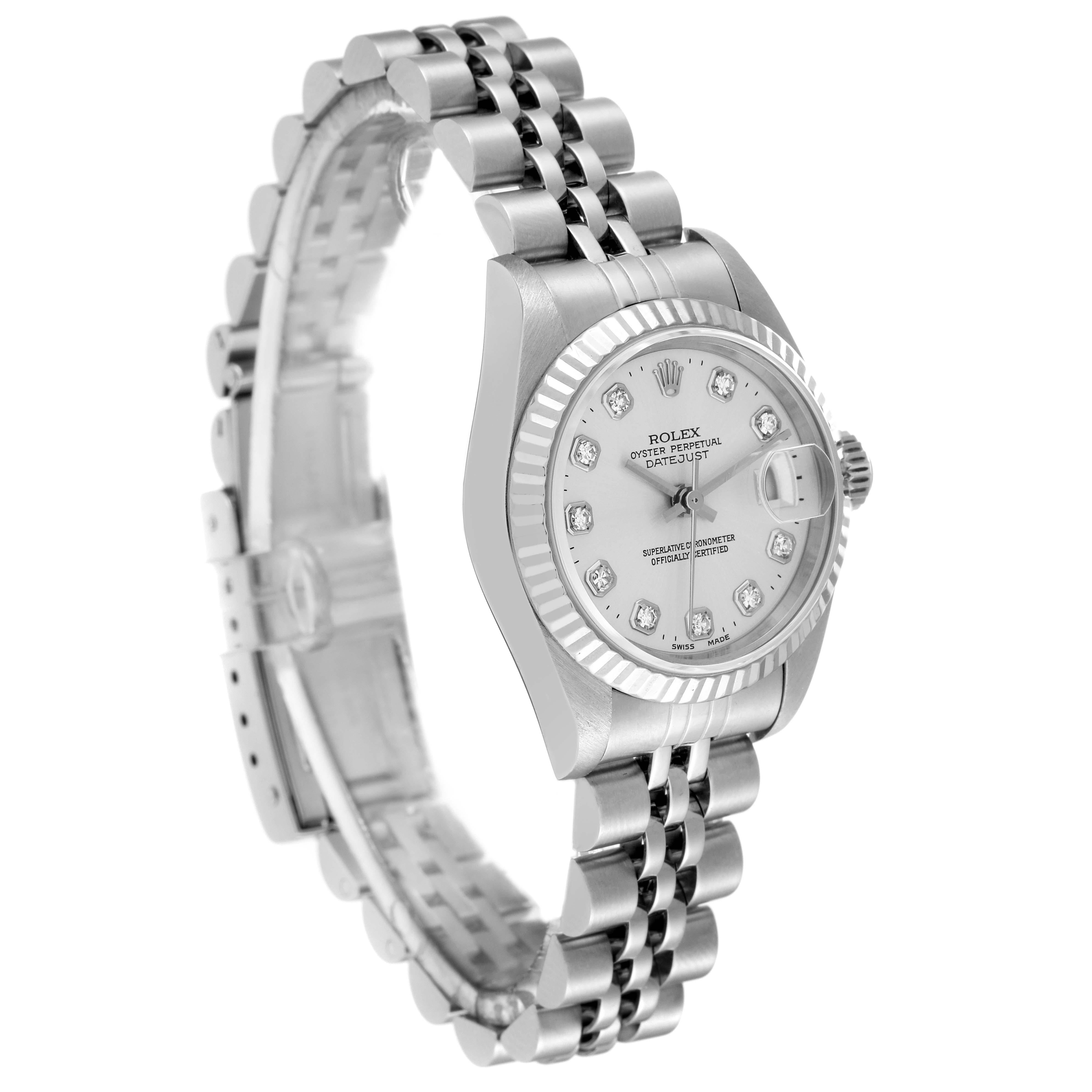 Rolex Datejust 26mm Silver Diamond Dial Steel Ladies Watch 79174 In Good Condition In Atlanta, GA