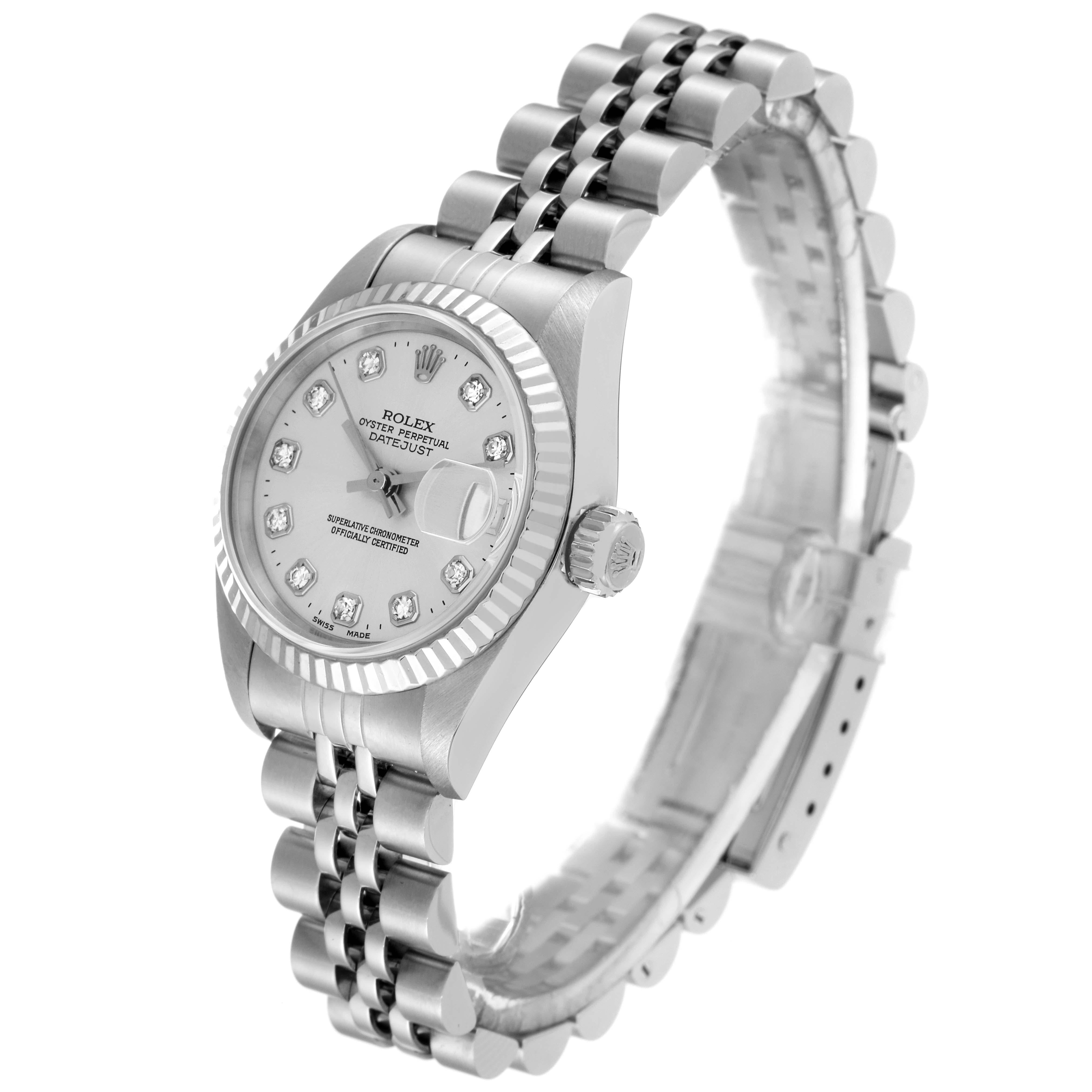 Women's Rolex Datejust 26mm Silver Diamond Dial Steel Ladies Watch 79174