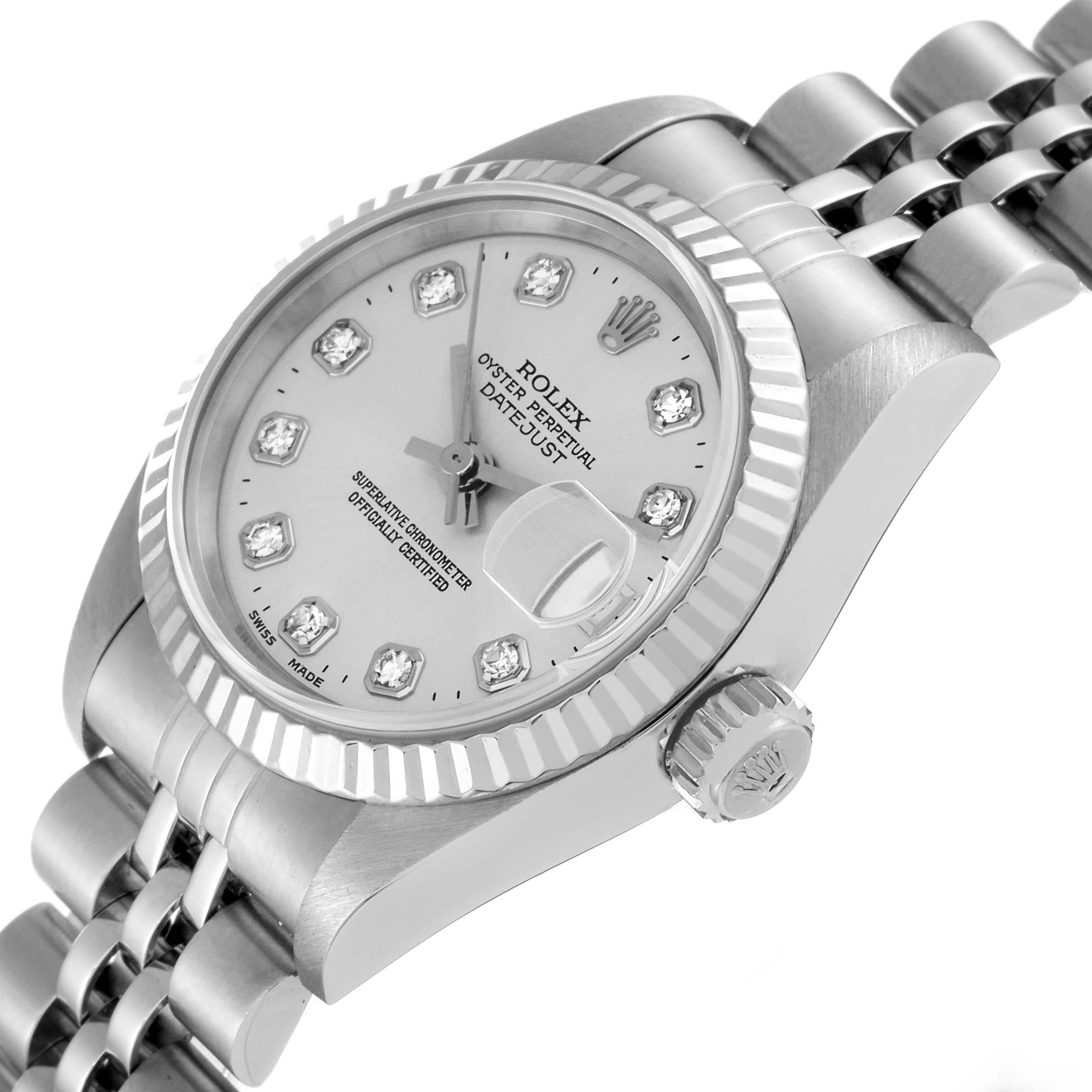 Rolex Datejust 26mm Silver Diamond Dial Steel Ladies Watch 79174 1