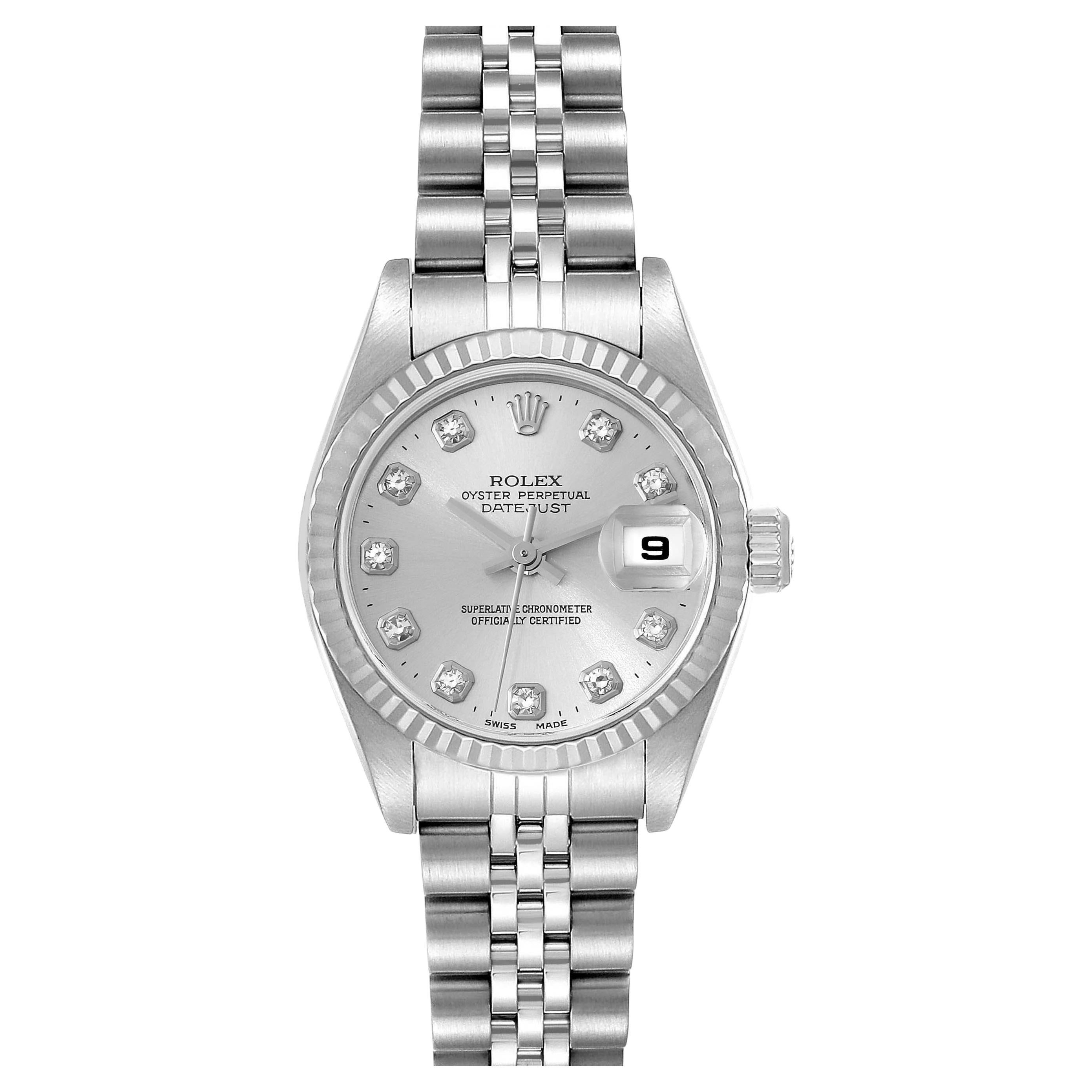 Rolex Datejust 26mm Silver Diamond Dial Steel Ladies Watch 79174