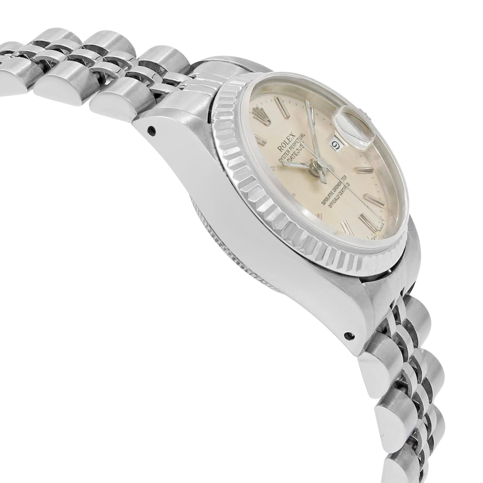 Rolex Datejust 26mm Silber Sticks Zifferblatt Weißgold Stahl Automatikuhr 69174 Damen