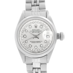 Rolex Datejust Steel Custom Diamond Silver Dial Automatic Ladies Watch 6916