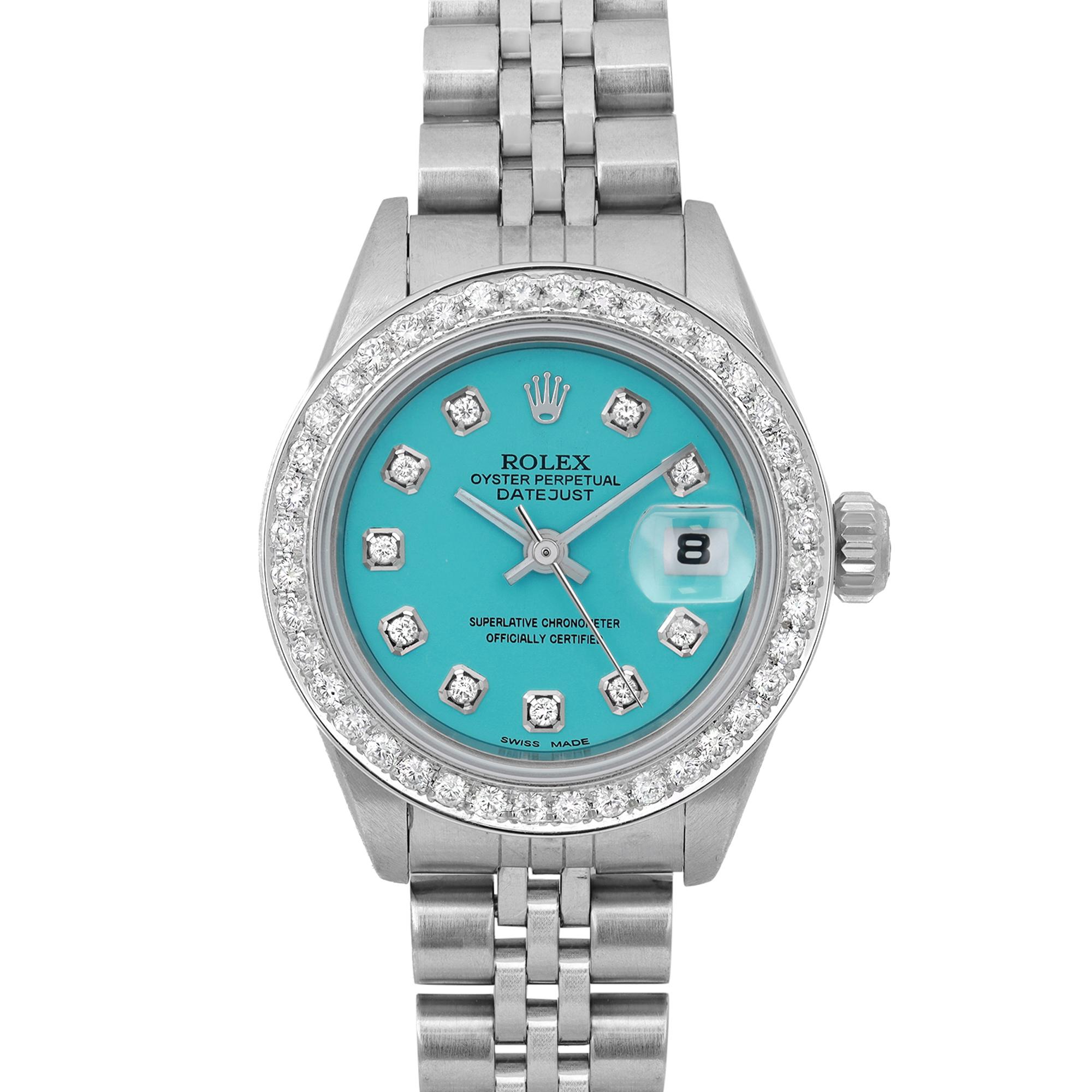 Bon état d'occasion. Cadran et lunette en diamants personnalisés. Sans boîte et papiers d'origine. Livré avec une boîte chronostore. Garantie du vendeur de 1 an.

Informations générales :
Marque : Rolex
Modèle : Rolex Datejust
Numéro de modèle :
