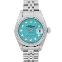 Rolex Datejust 26mm Steel Custom Turquoise Diamond Dial Ladies Watch 69174
