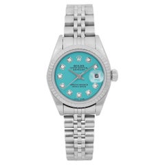 Rolex Datejust 26mm Steel Custom Turquoise Diamond Dial Ladies Watch 69174