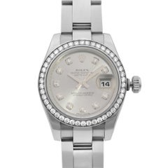 Rolex Datejust Steel Gold Diamond Bezel Silver Dial Ladies Watch 179384