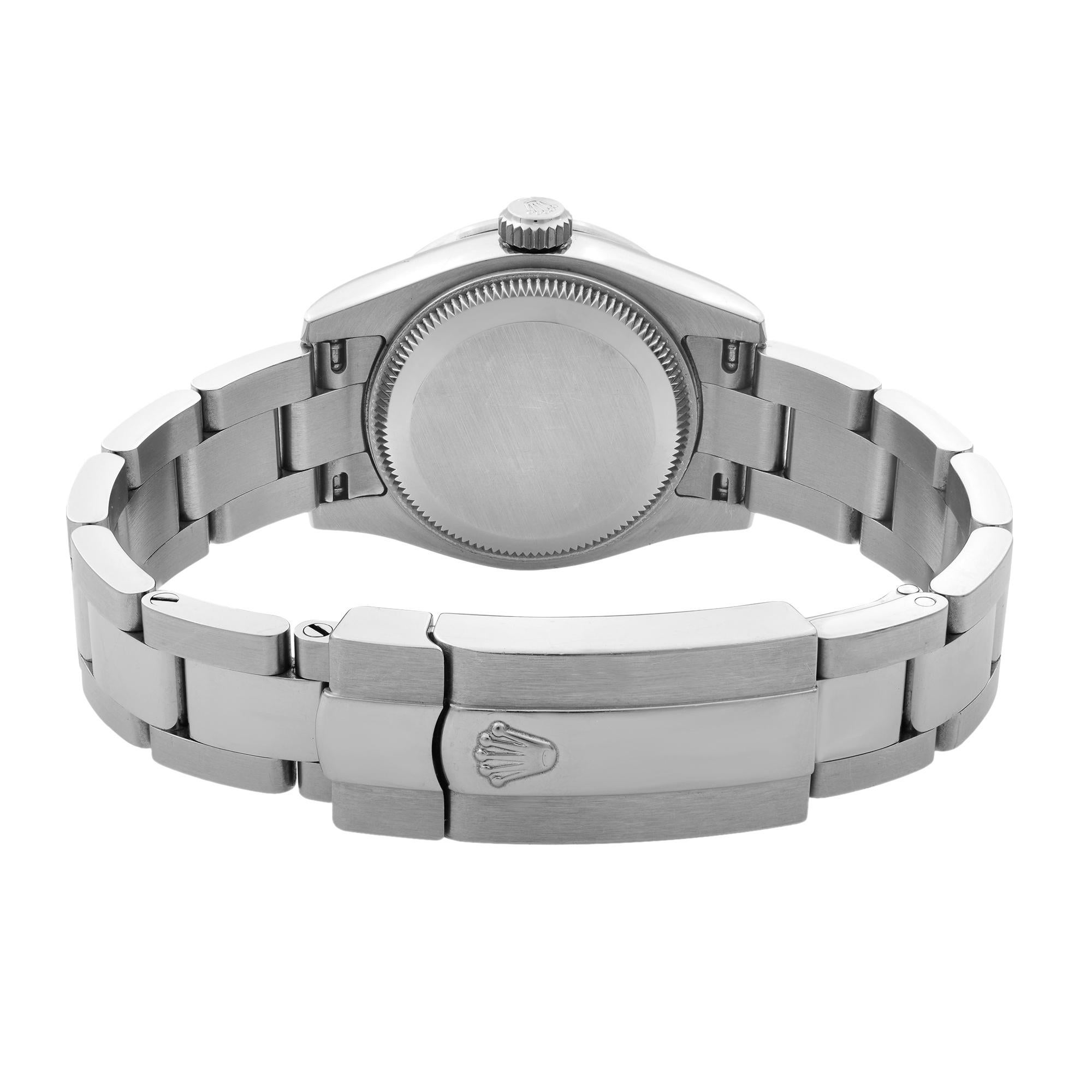 Women's Rolex Datejust Steel Gold Diamond Bezel Silver Dial Ladies Watch 179384