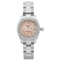 Rolex Datejust Steel Pink Gold Crystal Diamond Dial Ladies Watch 179384