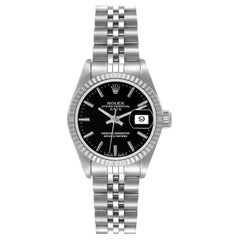 Rolex Datejust Steel White Gold Black Dial Ladies Watch 69174