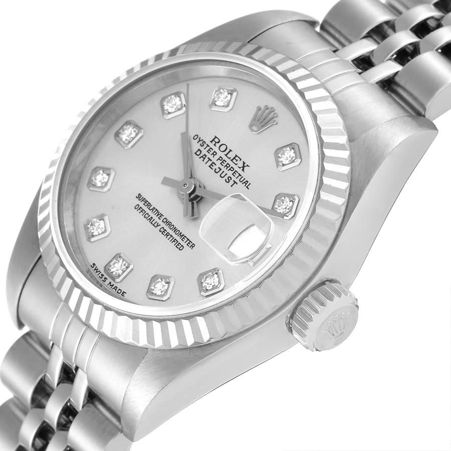Rolex Datejust Steel White Gold Diamond Dial Ladies Watch 79174 at 1stDibs
