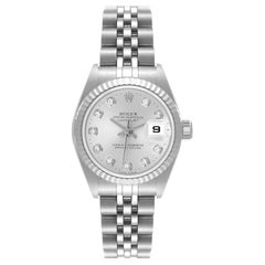 Vintage Rolex Datejust Steel White Gold Diamond Dial Ladies Watch 79174 Unworn NOS