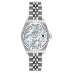 Rolex Datejust Steel White Gold MOP Diamond Dial Ladies Watch 79174