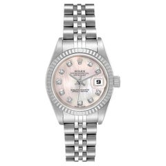 Rolex Datejust Steel White Gold MOP Diamond Dial Ladies Watch 79174