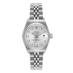 Rolex Datejust 26mm Steel White Gold Silver Diamond Dial Ladies Watch 79174