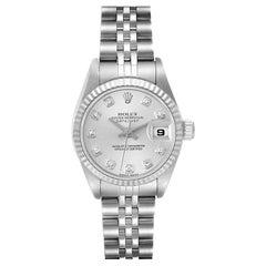 Rolex Datejust Steel White Gold Silver Diamond Dial Ladies Watch 79174