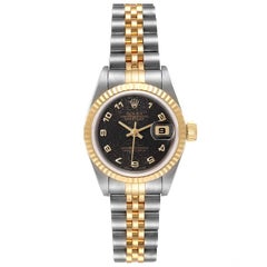 Rolex Datejust 26mm Steel Yellow Gold Black Anniversary Dial Ladies Watch 69173