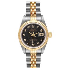 Rolex Datejust 26mm Steel Yellow Gold Black Anniversary Dial Ladies Watch 69173