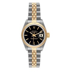 Rolex Datejust 26mm Steel Yellow Gold Black Dial Ladies Watch 69173
