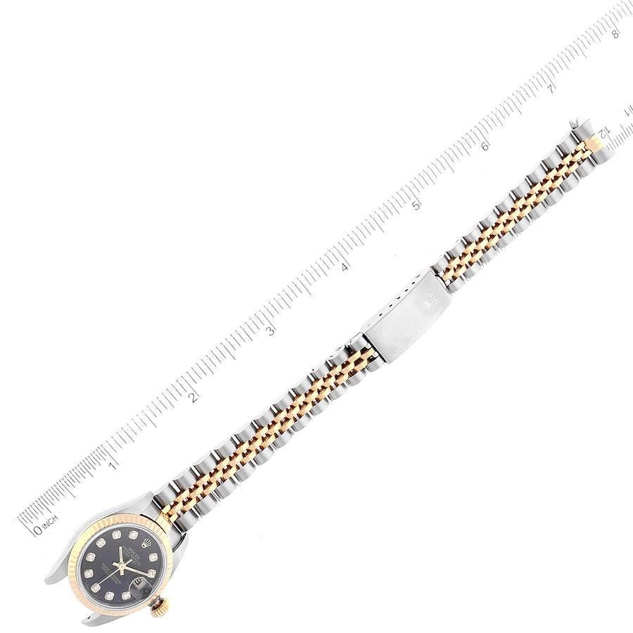 Rolex Montre Datejust 26 mm en acier, or jaune et diamants noirs avec cadran, pour femmes 69173 6