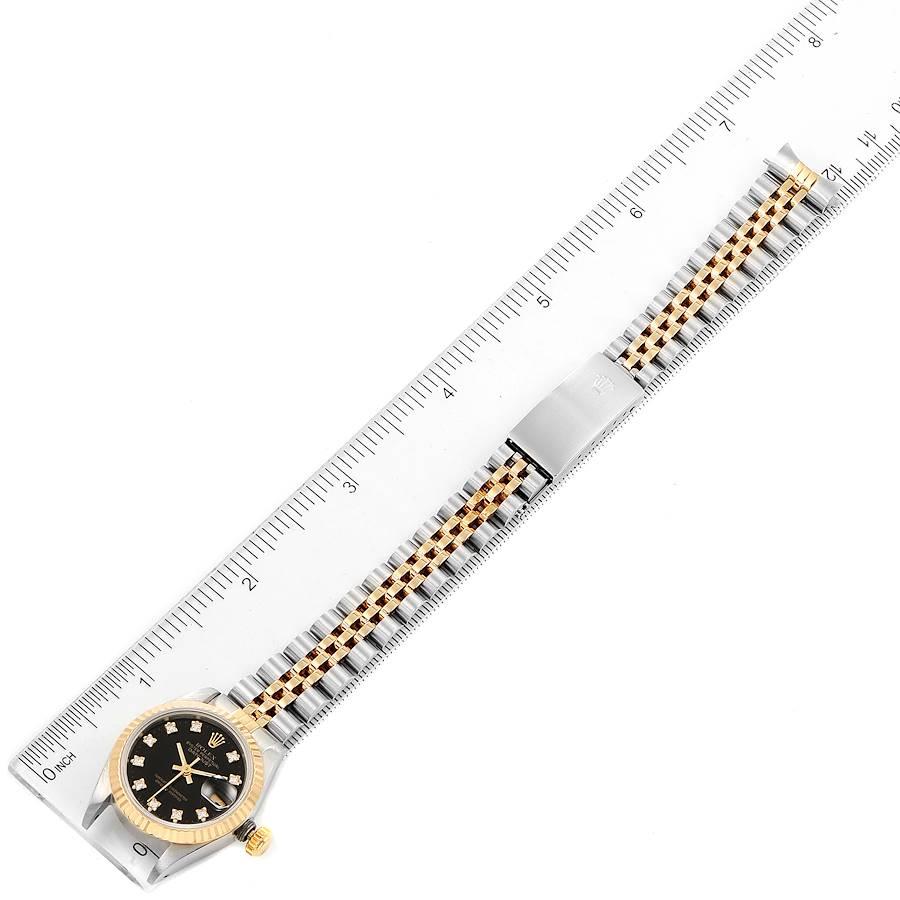 Rolex Datejust Steel Yellow Gold Black Diamond Dial Ladies Watch 69173 8