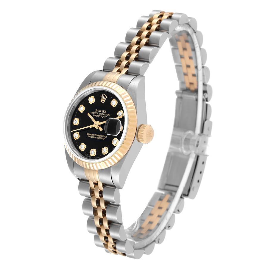  Rolex Montre Datejust 26 mm en acier, or jaune et diamants noirs avec cadran, pour femmes 69173 Pour femmes 