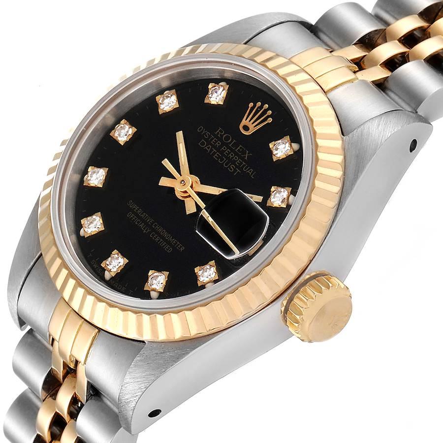 Rolex Datejust Steel Yellow Gold Black Diamond Dial Ladies Watch 69173 2