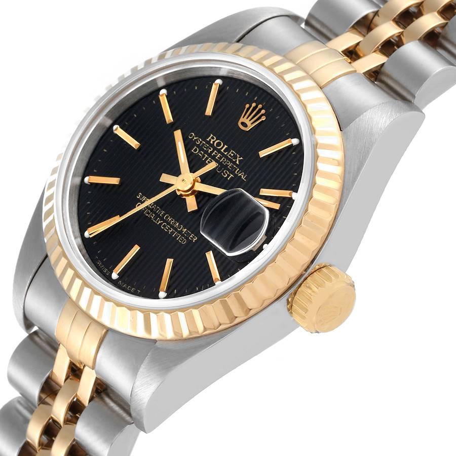 Rolex Datejust 26mm Steel Yellow Gold Black Tapestry Dial Ladies Watch 69173 1