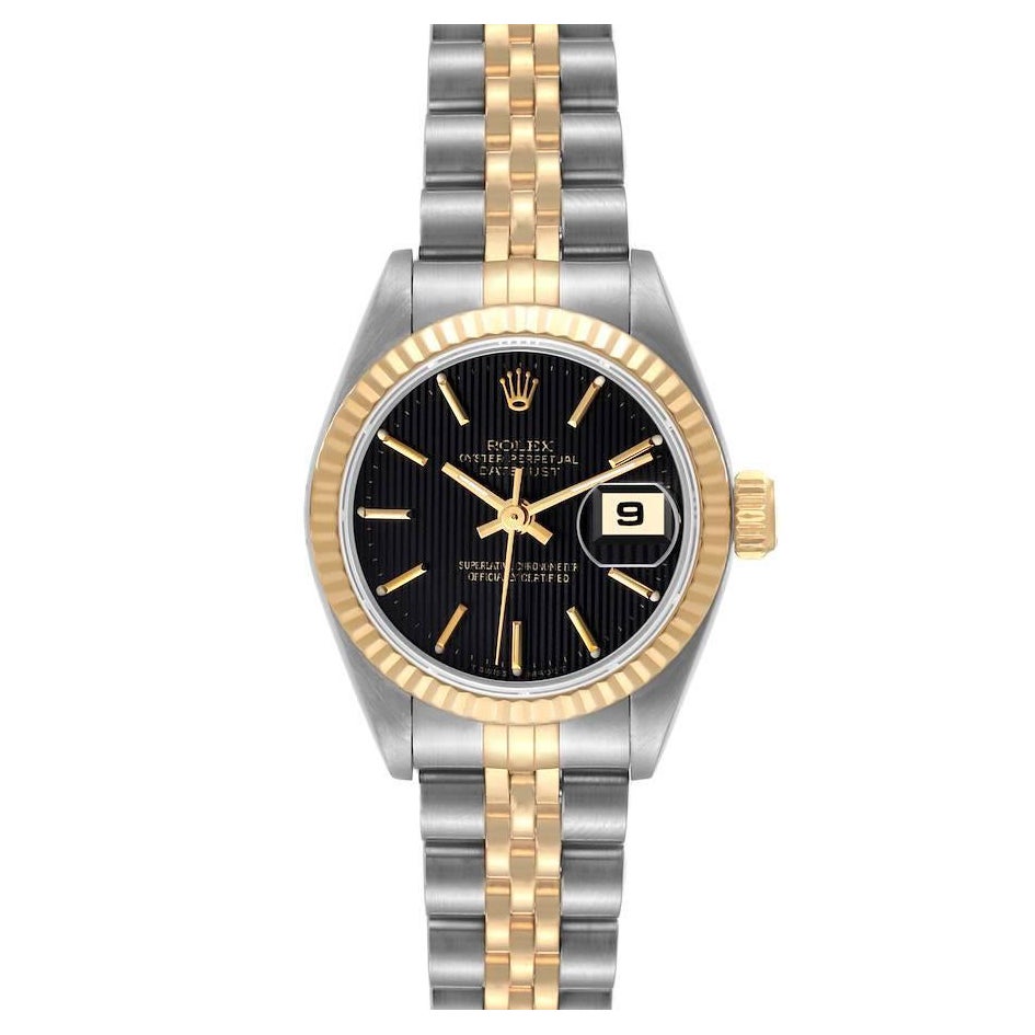 Rolex Datejust 26mm Stahl-Damenuhr mit schwarzem Wandteppich-Zifferblatt 69173