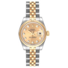 Rolex Datejust 26mm Steel Yellow Gold Diamond Dial Ladies Watch 179173