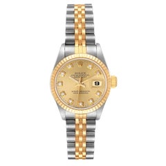 Rolex Datejust 26mm Steel Yellow Gold Diamond Dial Ladies Watch 69173