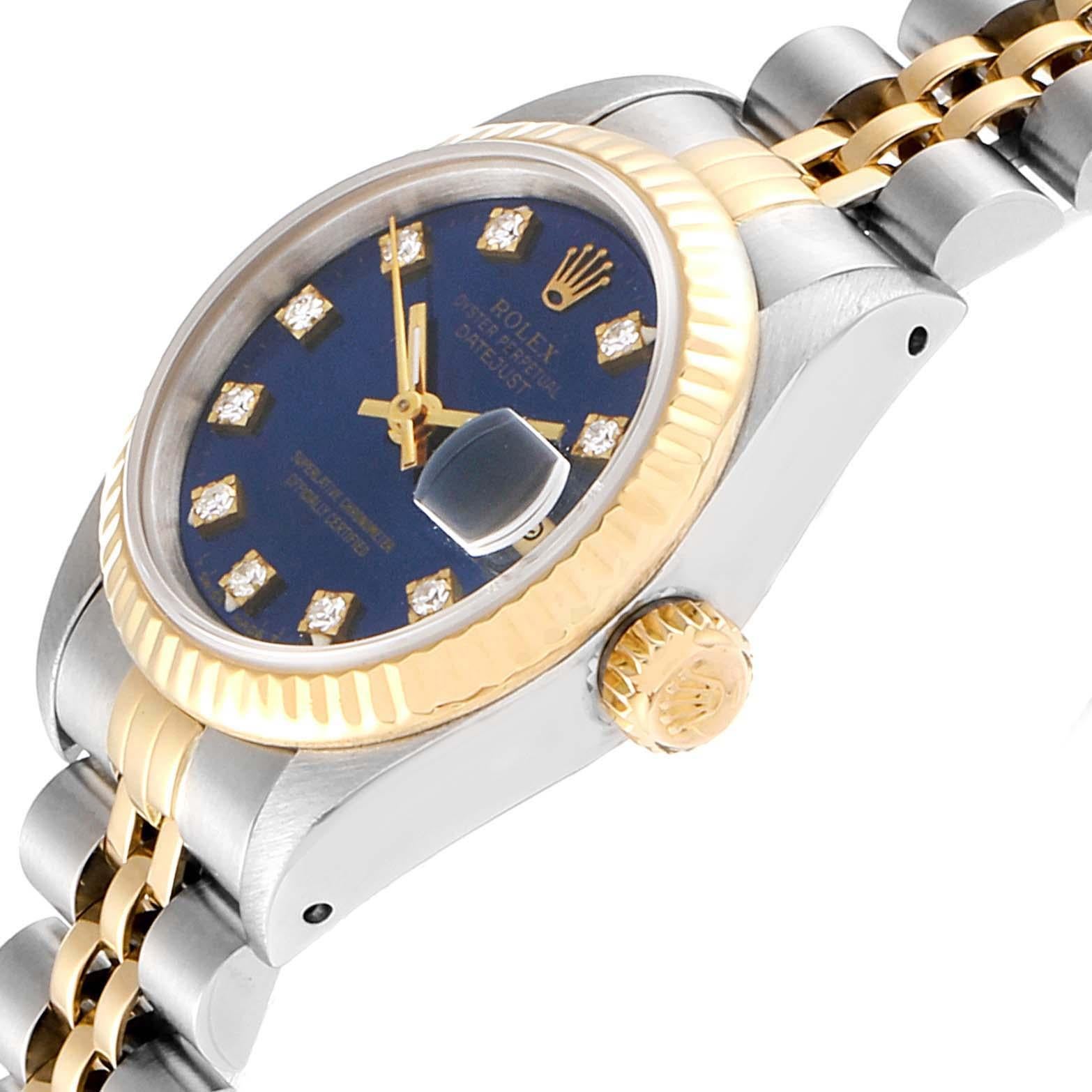 Rolex Datejust Steel Yellow Gold Diamond Dial Ladies Watch 69173 1