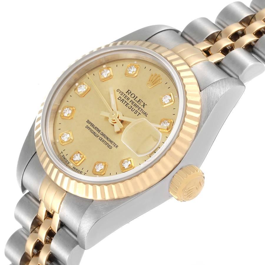 Women's Rolex Datejust 26mm Steel Yellow Gold Diamond Dial Ladies Watch 69173