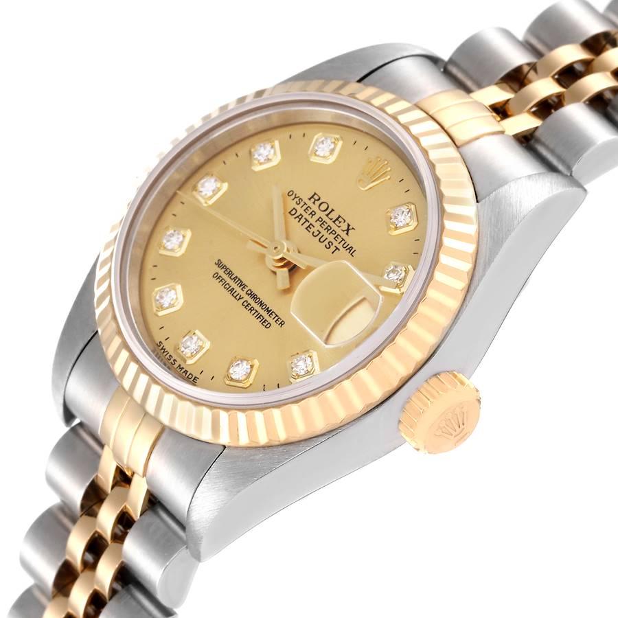Rolex Datejust 26mm Steel Yellow Gold Diamond Dial Ladies Watch 69173 1