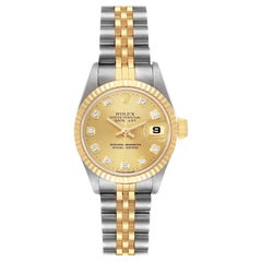 Rolex Datejust 26mm Steel Yellow Gold Diamond Dial Ladies Watch 69173