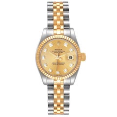 Rolex Datejust 26mm Steel Yellow Gold Diamond Ladies Watch 179173 Box Card