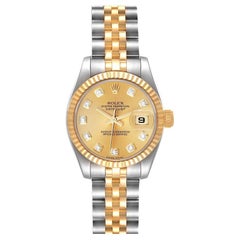 Rolex Datejust 26mm Steel Yellow Gold Diamond Ladies Watch 179173 Box Card